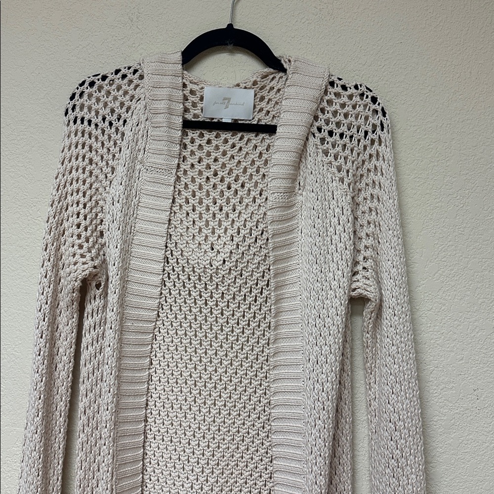 7 For All Mankind Cream Open Knit Cardigan - Picture 4 of 4